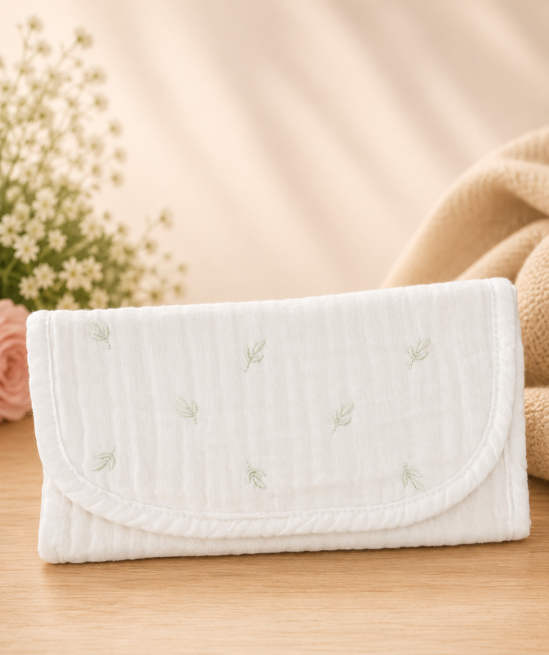 Whisper Leaf Muslin Burp Cloth